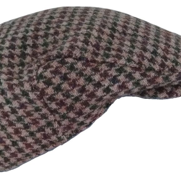 Genuine Scottish Highland Harris Tweed® Cap ZH014 - BEIGE HOUNDSTOOTH -PICK SIZE - Picture 8 of 12
